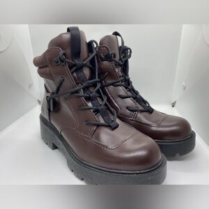 NWOT UGG Women Dark Brown Leather Combat Boots